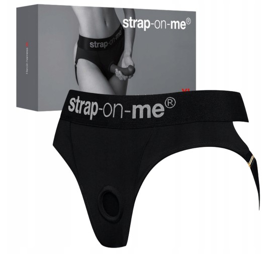 czarne sexowne majtki push up strap-on uprząż S